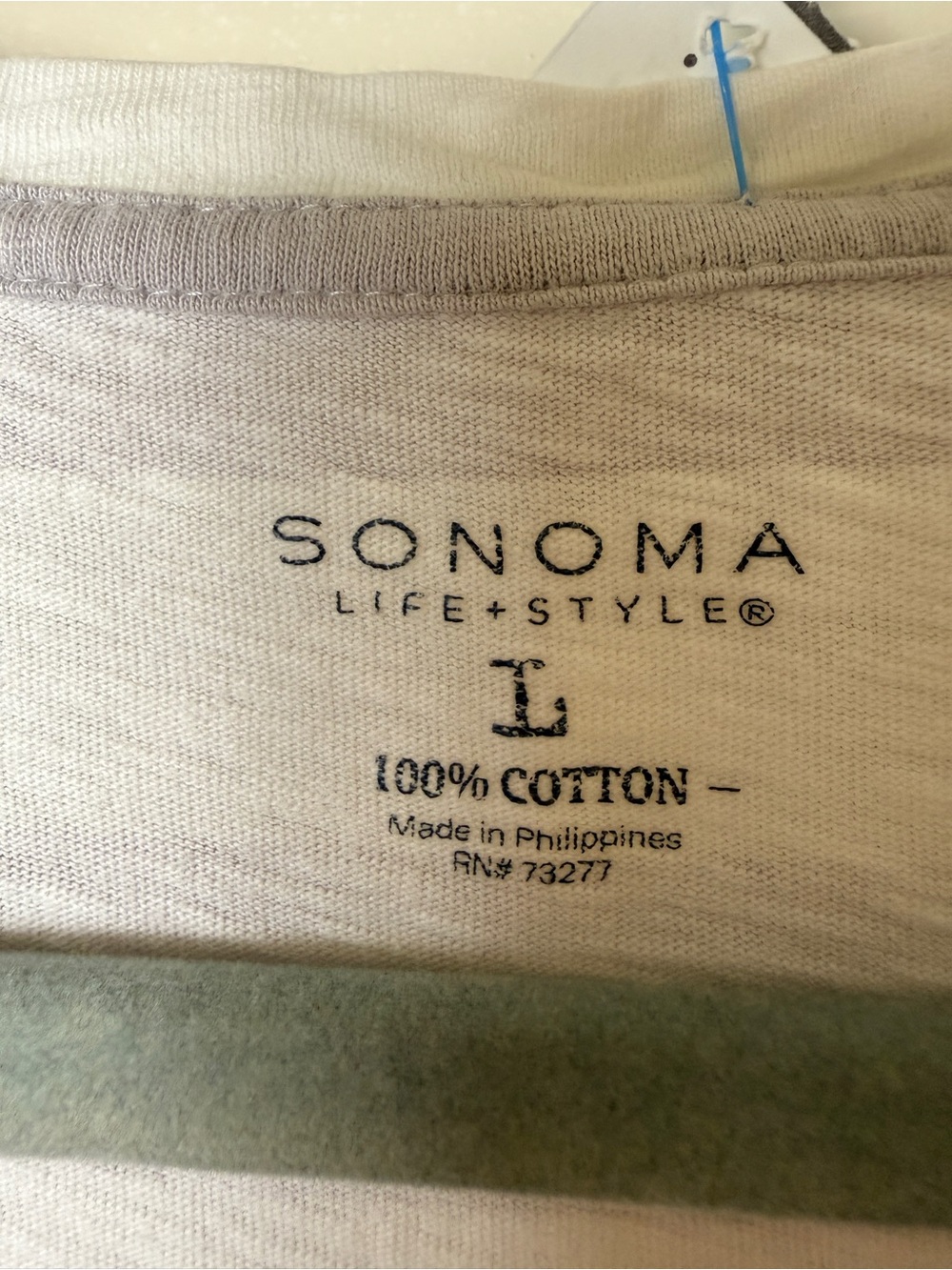 Sonoma Large Scoop Neck Long Sleeve Tee - Light Purple & White Stripes - Picture 6 of 6